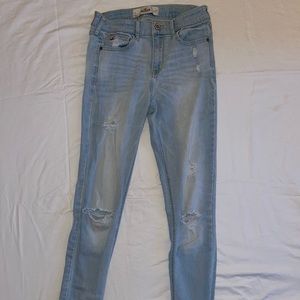 high rise ripped jeans